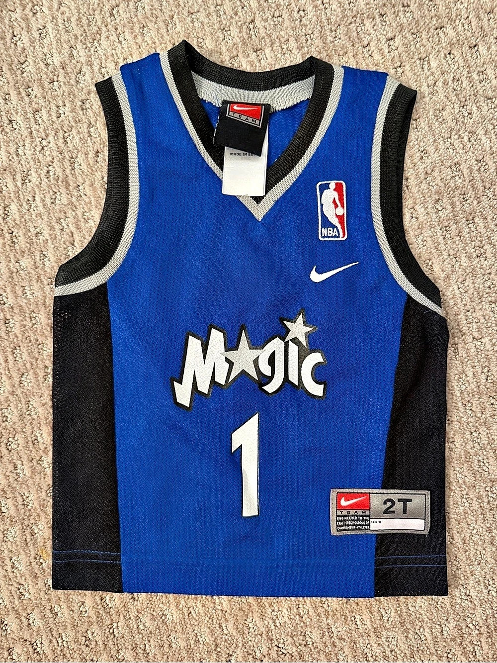 VTG Y2K Nike Team Orlando Magic Tracy McGrady #1 Jersey Toddler 2T Blue
